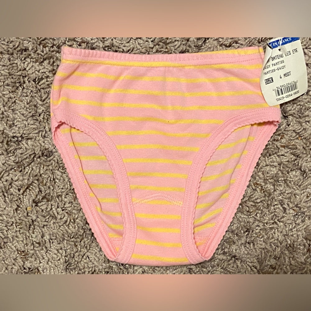 Petit Bateau Pink and Yellow Striped Underwear Girls 4 NWT